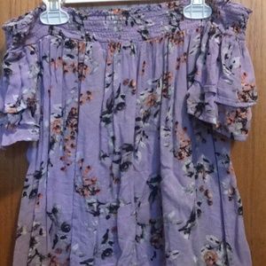 Off-shoulder purple top